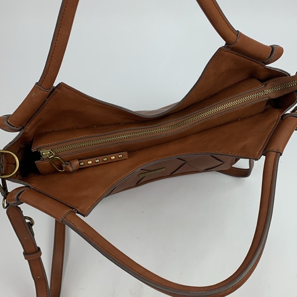 Frye & Co Shoulder Crossbody bag Matching Wallet set Zip close Brown brass NWOT - Picture 6 of 16